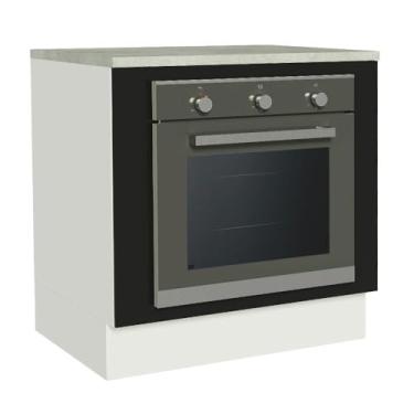Imagem de Balcão para Forno de Embutir 80 x 60 cm Com Tampo Branco/preto Agata, Glamy Madesa