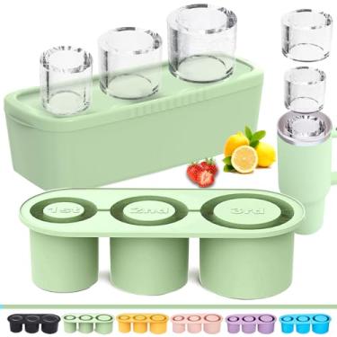 Imagem de Rhewatin 1 bandeja de gelo para Stanley/Yeti/Simple Modern etc. Copos de 850 a 1,134 g, bandeja de gelo de silicone para copos com caixa e tampa, verde
