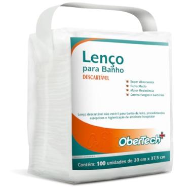 Imagem de Lenço para Banho Obertech Leito, Acamado Higiene 100 un - 30x37.5cm