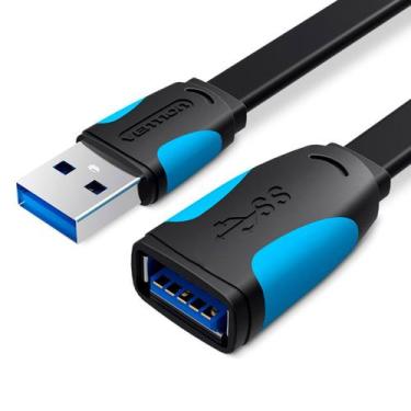 Imagem de Cabo Extensor Flat USB 3.0 Extensao Pendrive Tv 50cm Vention