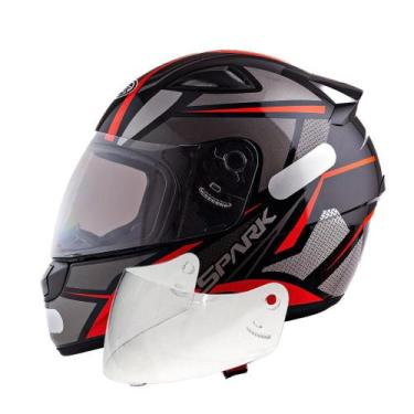 Imagem de Capacete Masculino Ebf Spider Vermelho Mais Viseira Cristal 2.2mm, Pre