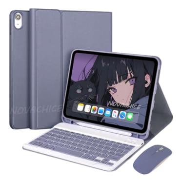 Imagem de Capa Tablet Com Magnética e Removível Teclado e Mouse Bluetooth， Capa Para Para iPad Pro 2022/2021 12,9 Pol (Cinza Lavanda)