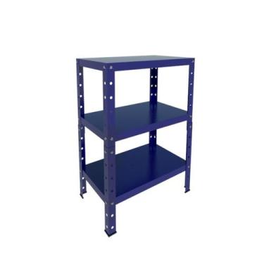 Imagem de Estante Aço Pequena P 45kg Azul 3 Bandejas Bipartida 65cm x 30cm x 45c
