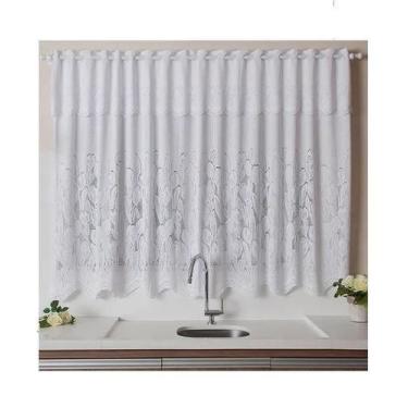 Imagem de Cortina De Renda Cozinha Tulipinhas 2,20M X 1,50M + 0,30 - Cortilester
