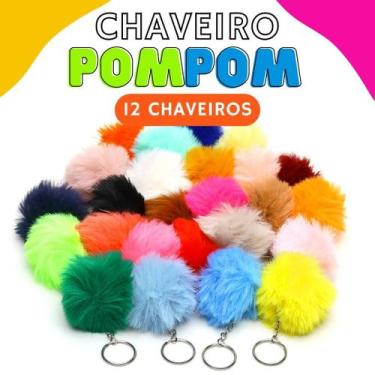 Imagem de Chaveiro Pompom Pelúcia Sortido - 50Mm Kit C/12 Unidades - Nybc