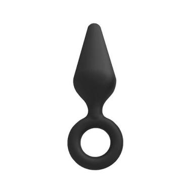 Imagem de  Plug Anal em silicone PRETO Formato Cone com alça de dedo - 11,6x3,3 