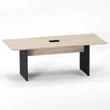 Imagem de Mesa Reunião Power Box Pé Painel P25 Pandin 2,6 M Casablanca e Grafito