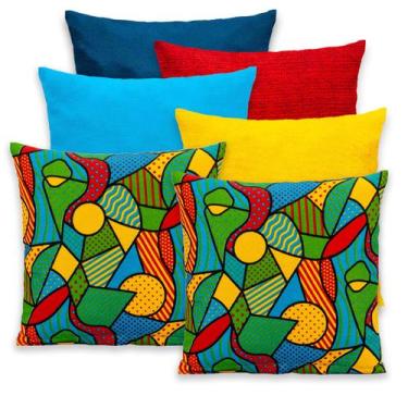 Imagem de Kit 6 Capas de Almofada Gorgurinho Lisa e Estampada 40x40 Zíper - BEM 