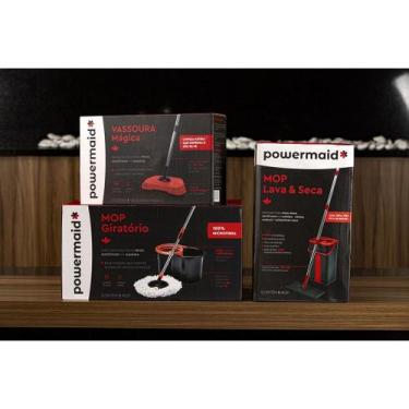 Imagem de Mop Giratório Inox Limpeza Balde Esfregão 360 - Powermaid, Preto e Ver