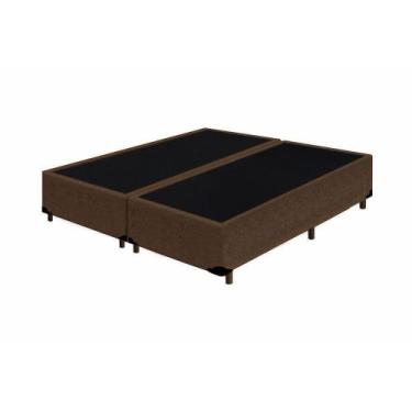 Imagem de Base Cama Box Bipartido King Size Suede Marrom 40x193x203 - E Box Móve