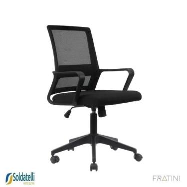 Imagem de Cadeira Office Giratória Tokyo Diretor PP Preta Braços Fixos - Fratini