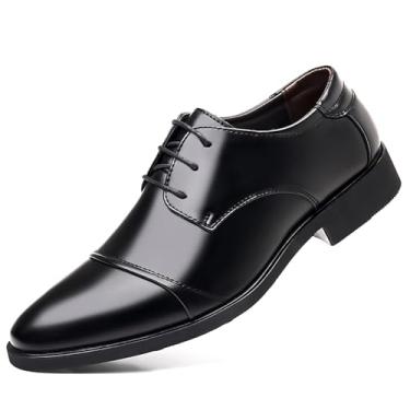 Imagem de Sapato social masculino vintage bico bico clássico formal Oxford macio sapatos de negócios Derby para homens, Preto, 39