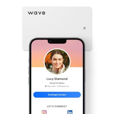 Imagem de Cartão de visita digital da Wave – Cartão de contato inteligente NFC (branco)
