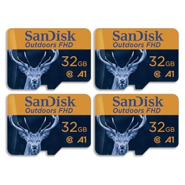 Imagem de SanDisk 32 GB Pacote com 4 cartões de memória FHD microSDHC UHS-I com adaptador SD (4 x 32 GB) - até 100 MB/s, Full HD, C10, A1, cartão micro SD para câmera de trilha - SDSQUNR-032G-GN4VV