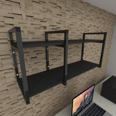 Imagem de Prateleira industrial para escritório aço cor preto prateleiras 30 cm 