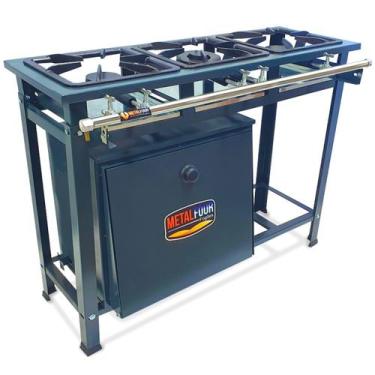 Imagem de Fogão Industrial 3 Bocas 2QS 1QD Baixa Pressão P5 com Forno 57L de Pis