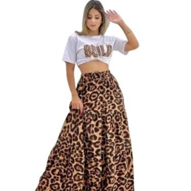 Imagem de saia rodada três marias moda evangélica - M&K, Animal print