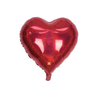 Imagem de Balão de Festa Metalizado 41" 105cm - Coração Glitter - Vermelho - 1 u