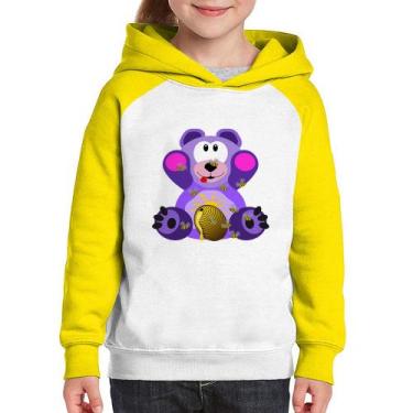 Imagem de Moletom Infantil Urso Mel - Foca na Moda, Branco, Amarelo, 6
