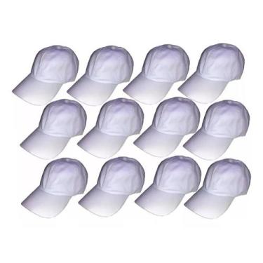 Imagem de Kit Com 12 Bonés Branco Liso Bordar Padeiro Açougueiro Supermercado Co