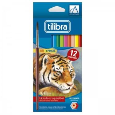 Imagem de Lápis de Cor Aquarelável 12 Cores Sextavado Académie Tilibra
