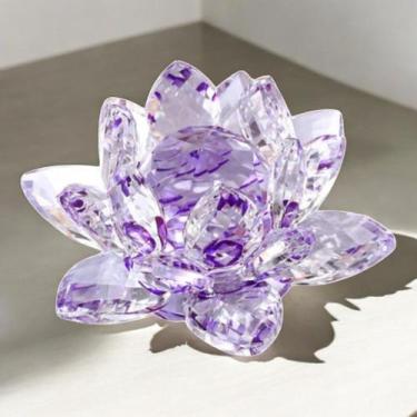 Imagem de Flor De Lótus 9 cm Em Vidro Decoração Enfeite Presente - Amazon, lilas