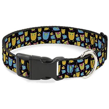 Imagem de Buckle-Down 20 a 30 cm Corujas com contorno preto/colar com clipe de plástico neon, médio estreito