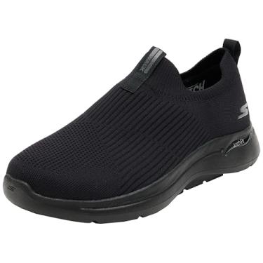 Imagem de Skechers Tênis masculino Gowalk Arch Fit-stretchfit atlético sem cadarço casual, Preto, 14 X-Wide