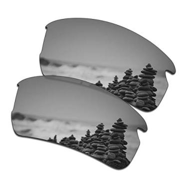 Imagem de SmartVLT Lentes de reposição masculinas para óculos de sol Oakley Flak 2.0 Asian Fit OO9271 - Mais opções, Titânio prata, Tamanho �nico
