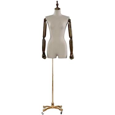 Imagem de Multiuso Manequim de aço de vidro Manequim de meio corpo feminino Manequim de superfície de serapilheira com suporte destacável Altura total ajustável Janela