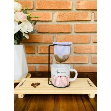 Imagem de Jogo Xícara Caneca Café Chá Agata Porcelana + Suporte Coador - Neo Por
