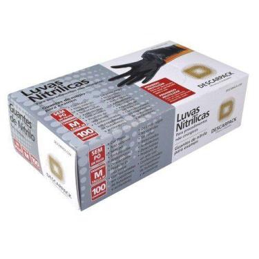 Imagem de Luva Procedimento Nitrílica Descarpack Preta S/pó M - 100 Un