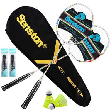 Imagem de Senston Conjunto de 2 raquetes de badminton, raquetes de badminton com eixo de grafite, incluindo bolsa de badminton, 2 petecas de badminton, 2 pegadores de raquete