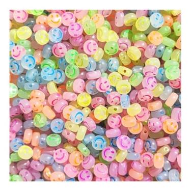 Imagem de 1000 Miçangas Entremeio Smile Coração ou Estrela 7x4mm Infantil Missanga p/Pulseira Colar Artesanato (Smile Fluorescente)