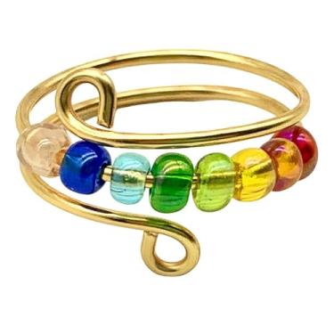 Imagem de Jellatante Conjunto de anéis fidget de contas giratórias – Anéis de humor giratórios ajustáveis, presentes fofos para mulheres e homens, One Size, Plástico, Sem pedra preciosa