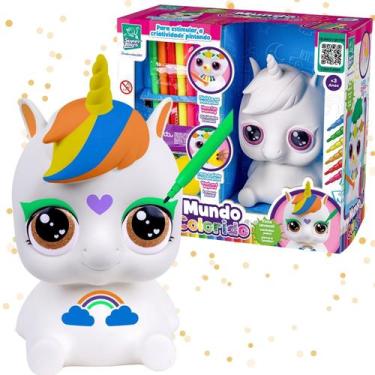 Imagem de Brinquedo Cofre Mundo Colorido Unicórnio Para Pintar Lavável - Super T