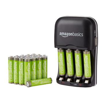 Imagem de Baterias recarregáveis AmazonBasics AAA 850mAh x24 com carregador - Am
