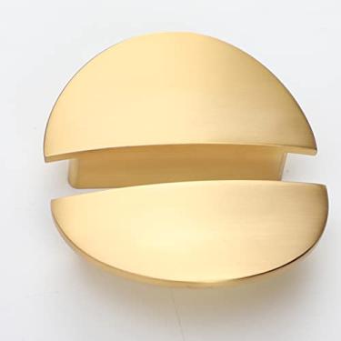 Imagem de Puxadores de armário com borda de dedo, 1 pacote, puxadores de meia lua Susenya de 6,4 cm de orifícios centrais de 6,4 cm (C a C) puxador de semicírculo com ferragens de armário de ouro escovado, puxador de porta de liga de zinco