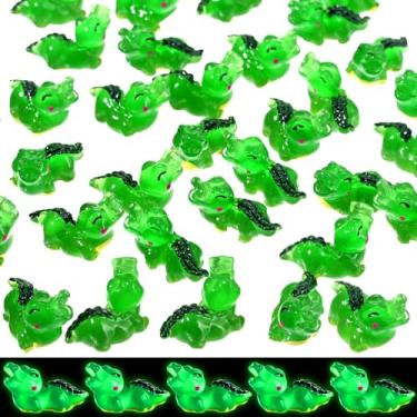 Imagem de Arrowbash 50 figuras luminosas de crocodilos em miniatura que brilham no escuro, figuras de resina de crocodilos pequenos, figura de brinquedo de crocodilo, mini animais de resina para jardim,