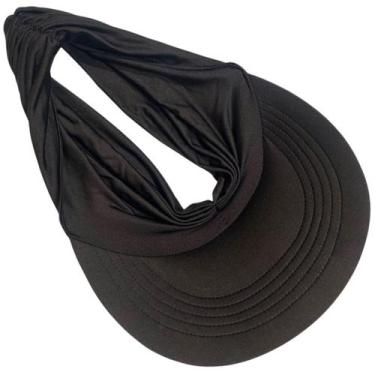 Imagem de Viseira Turbante Feminina  Aba Elegância Praia Luxo - RIKABUNI, Preto