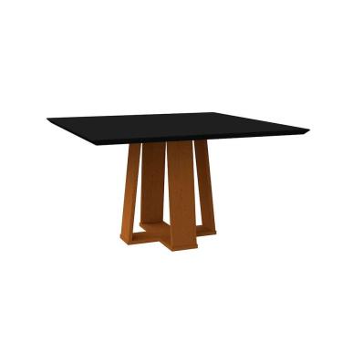 Imagem de Mesa de Jantar Quadrada com Tampo de Vidro Valencia Preta e Ype 135 cm