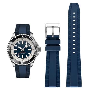 Imagem de Pulseira de borracha FKM para relógios Breitling Superocean com fivela, pulseiras de borracha para relógios Breitling Professional (azul marinho, 22 mm)