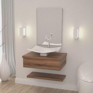 Imagem de Conjunto para Banheiro Gabinete com Cuba F44 e Prateleira 605W Metrópole