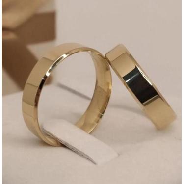 Imagem de Par de Alianças de Ouro 18k 6mm 8 gramas Chanfradas - Sheju Joias