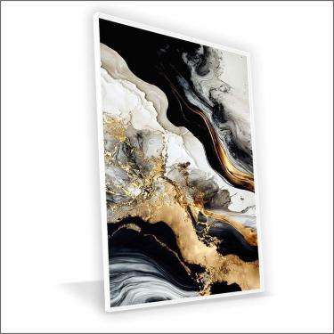 Imagem de Quadro Marmorizado Chique Vinil Sem Vidro Tamanho-moldura 150x100 Caixa Cor Branca