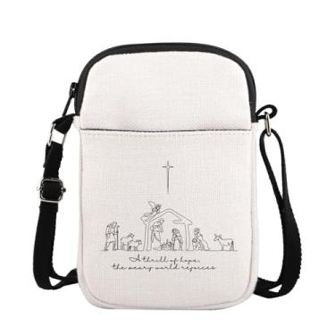 Imagem de BLUPARK Bolsa tiracolo A Thrill Of Hope The Weary World Rejoices Presente de Natal Cristão Presépio Bolsa Jesus Presente, CB, A Thrill Mini