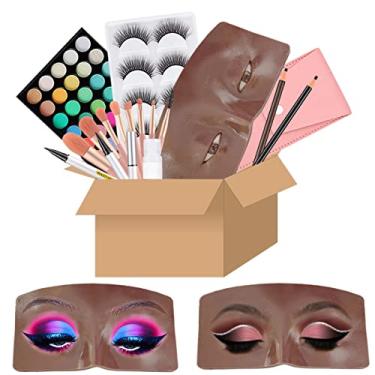 Imagem de Conjunto de quadro facial realista 3D para prática de maquiagem com kit para artistas profissionais, estudantes e iniciantes - manequim de treinamento de olhos e sombras