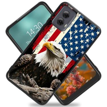 Imagem de Capa para celular Moto G Stylus 5G 2024, ultrafina, resistente a arranhões e impressões digitais, design elegante para proteção máxima para Moto G Stylus 5G 2024, dragão roxo bandeira americana águia