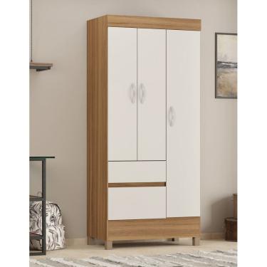 Imagem de Guarda Roupa Solteiro Wi nd 3 Portas com Nichos e Cabideiro - Amendola Touch/ Off White Demóbile