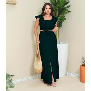 Imagem de Saia longa com crooped de amarração, Conjunto Elegância e Versatilidad